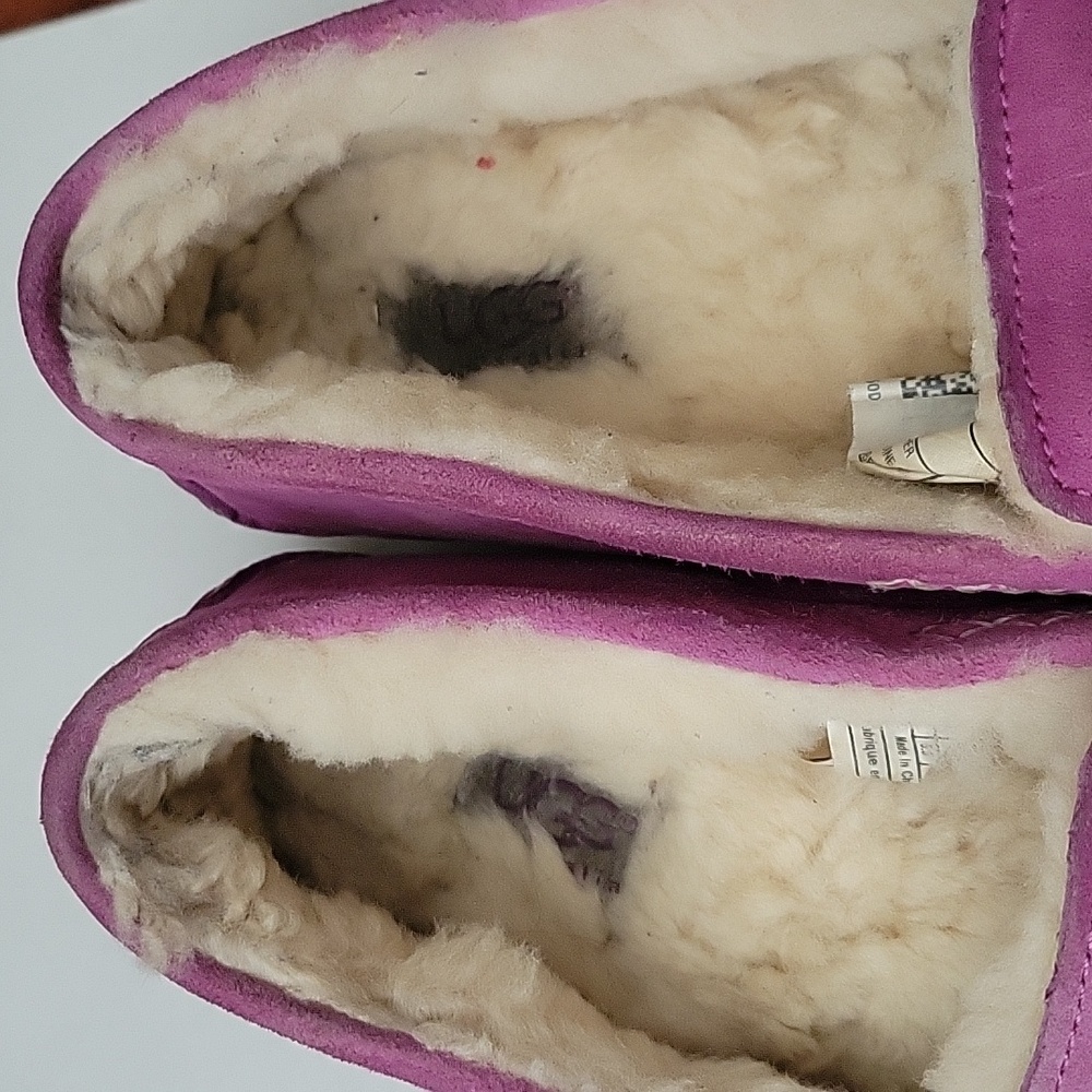 Ugg Australia Slippers Women 7M Ansley Shoes Purple Suede Wool Moccasin Moc Toe - Picture 8 of 12